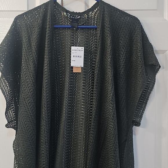 Steve Madden Open Coverup Vest Crochet Olive One Size NEW - Picture 2 of 15